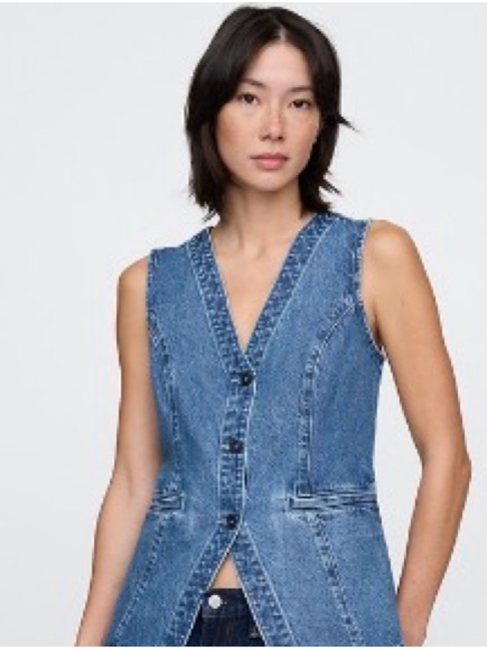 GAP Sleeveless V-Neck Denim Top